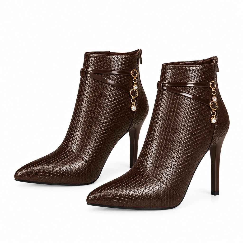 Paire de bottines café, vue trois quarts