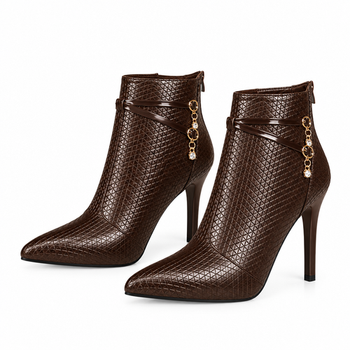 Paire de bottines café, vue trois quarts