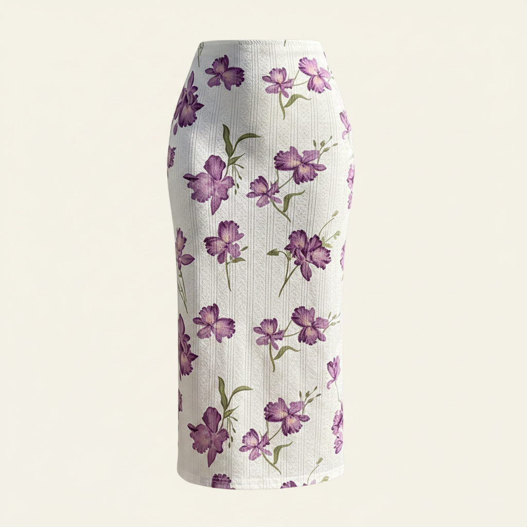 Ensemble Top Floral & Jupe Bodycon – Fond crème 3