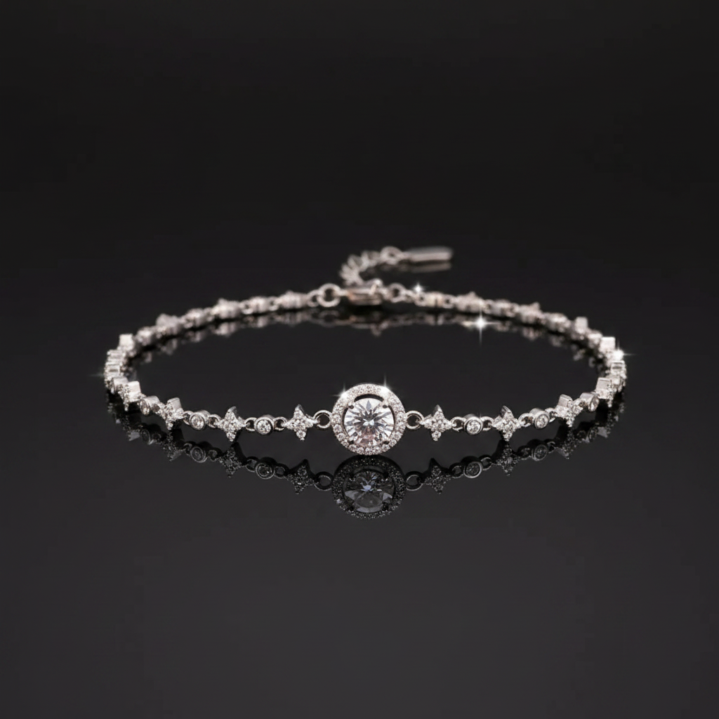 Bracelet moissanite 1ct - studio noir luxe reflet miroir
