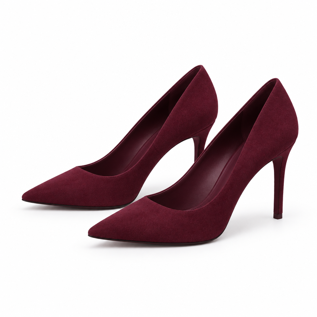 Escarpins rouge bordeaux seuls, vue trois quarts