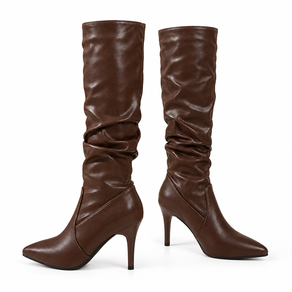Paire de bottes marron, vue trois quarts