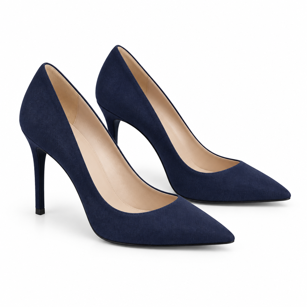 Escarpins bleu saphir seuls, vue trois quarts