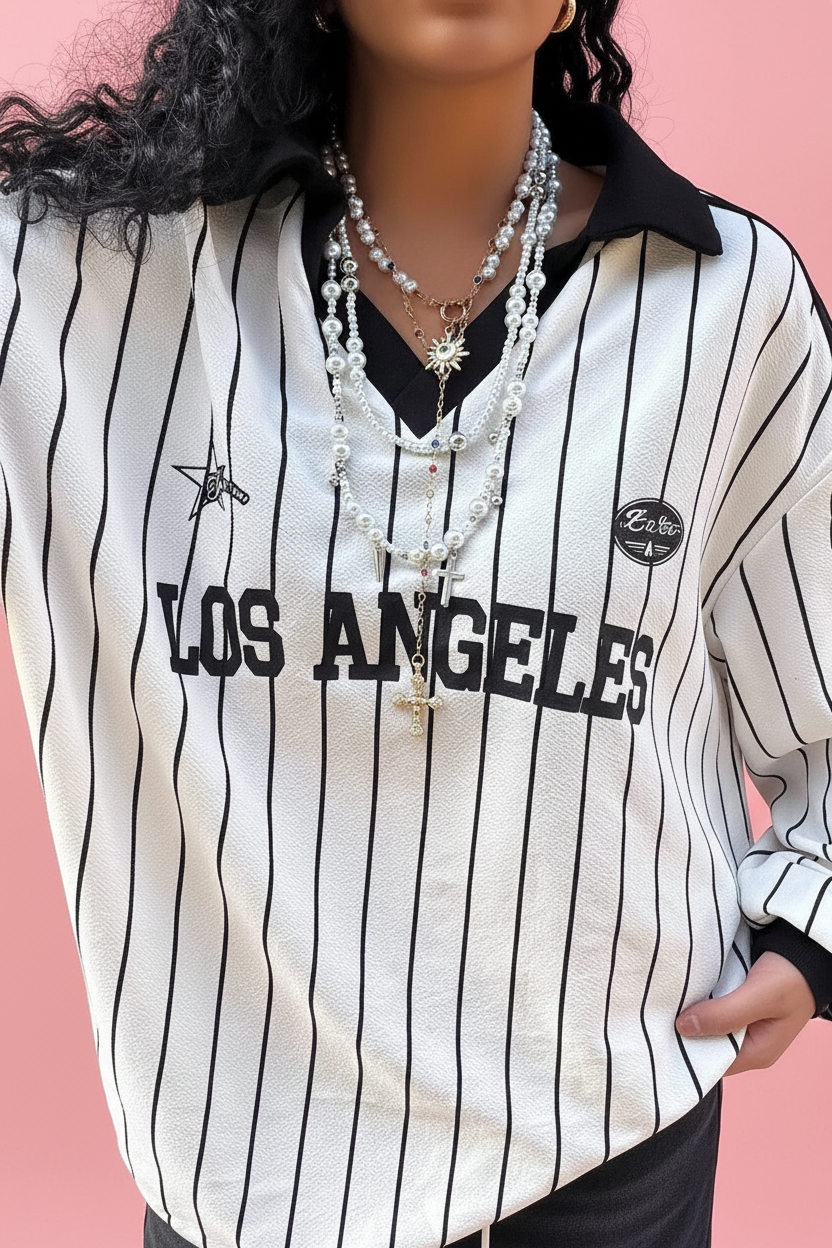 LA Striped Top - 3/4