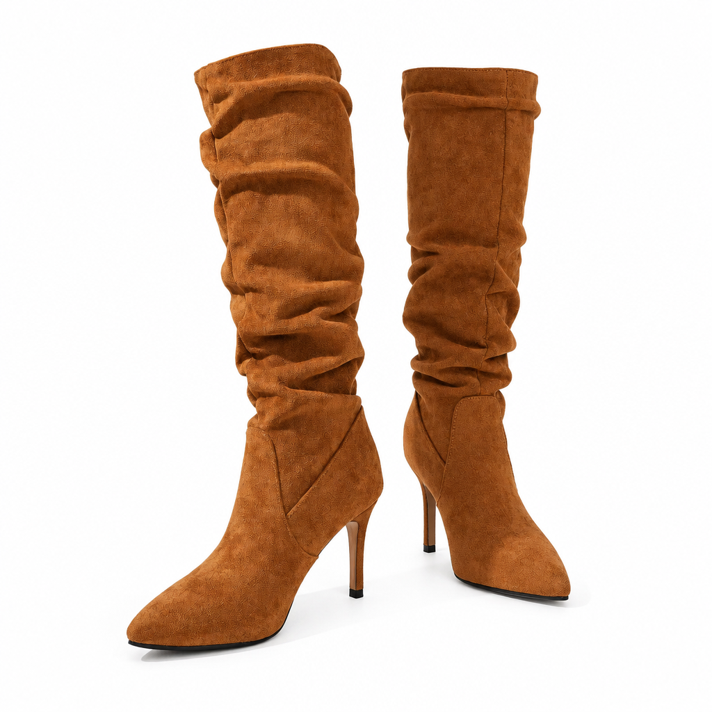 Paire de bottes marron en trois quarts