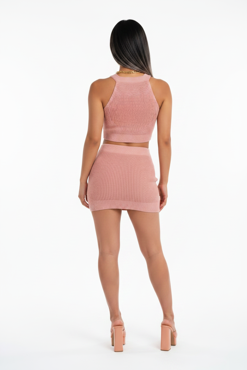 Ensemble Top & Jupe Tricot Côtelé