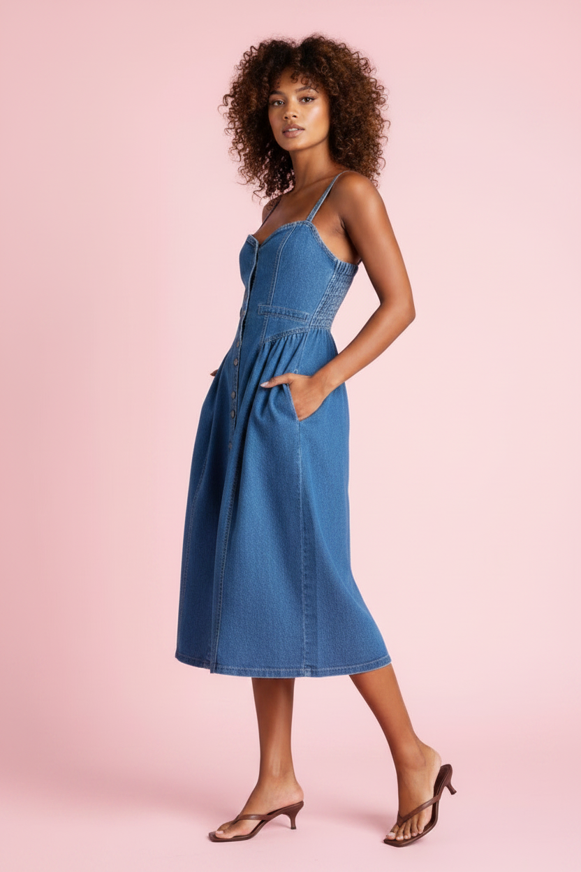 Robe Midi Dusty Blue - Côté