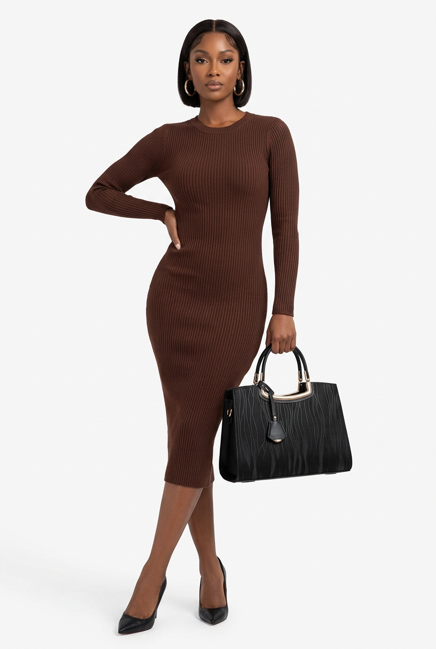 Sac noir porté en pose baddie