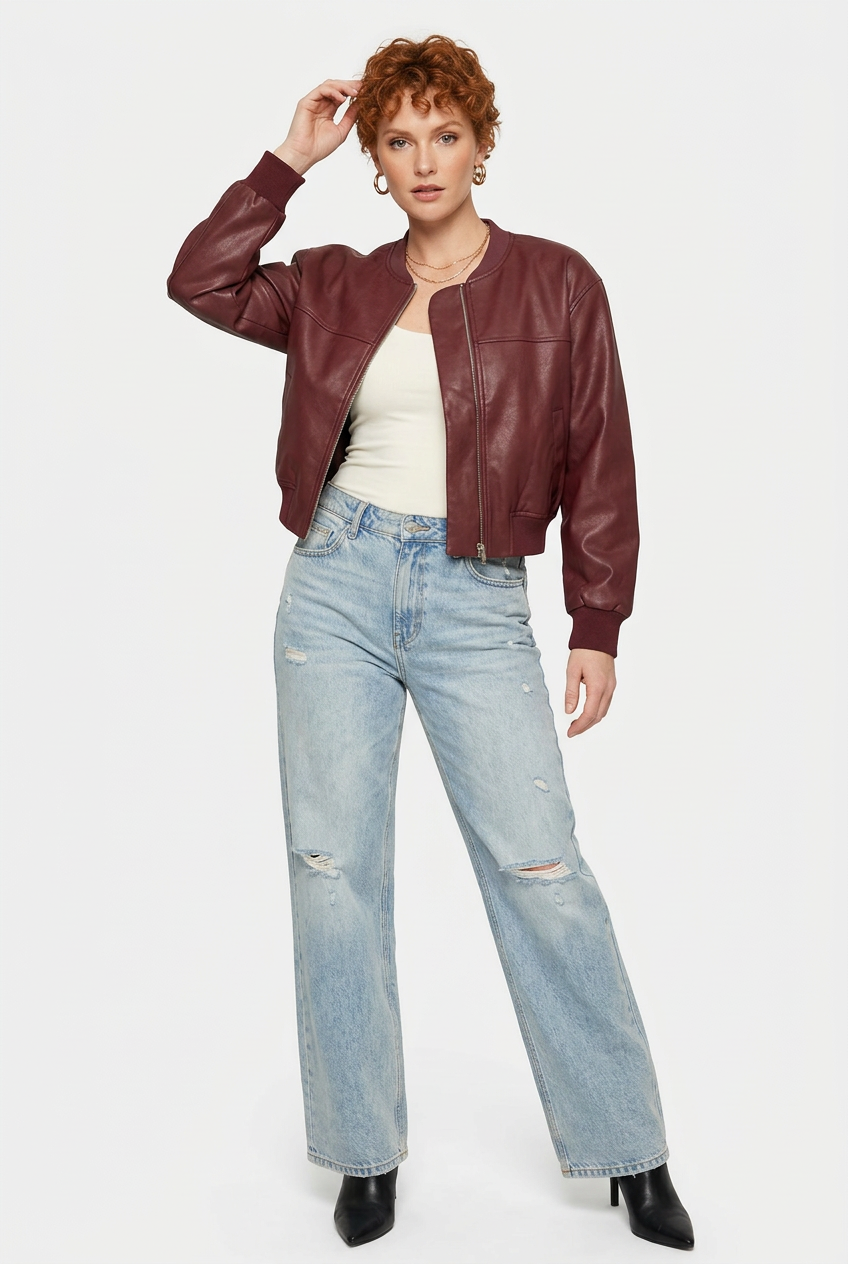 Veste rouge bordeaux de face