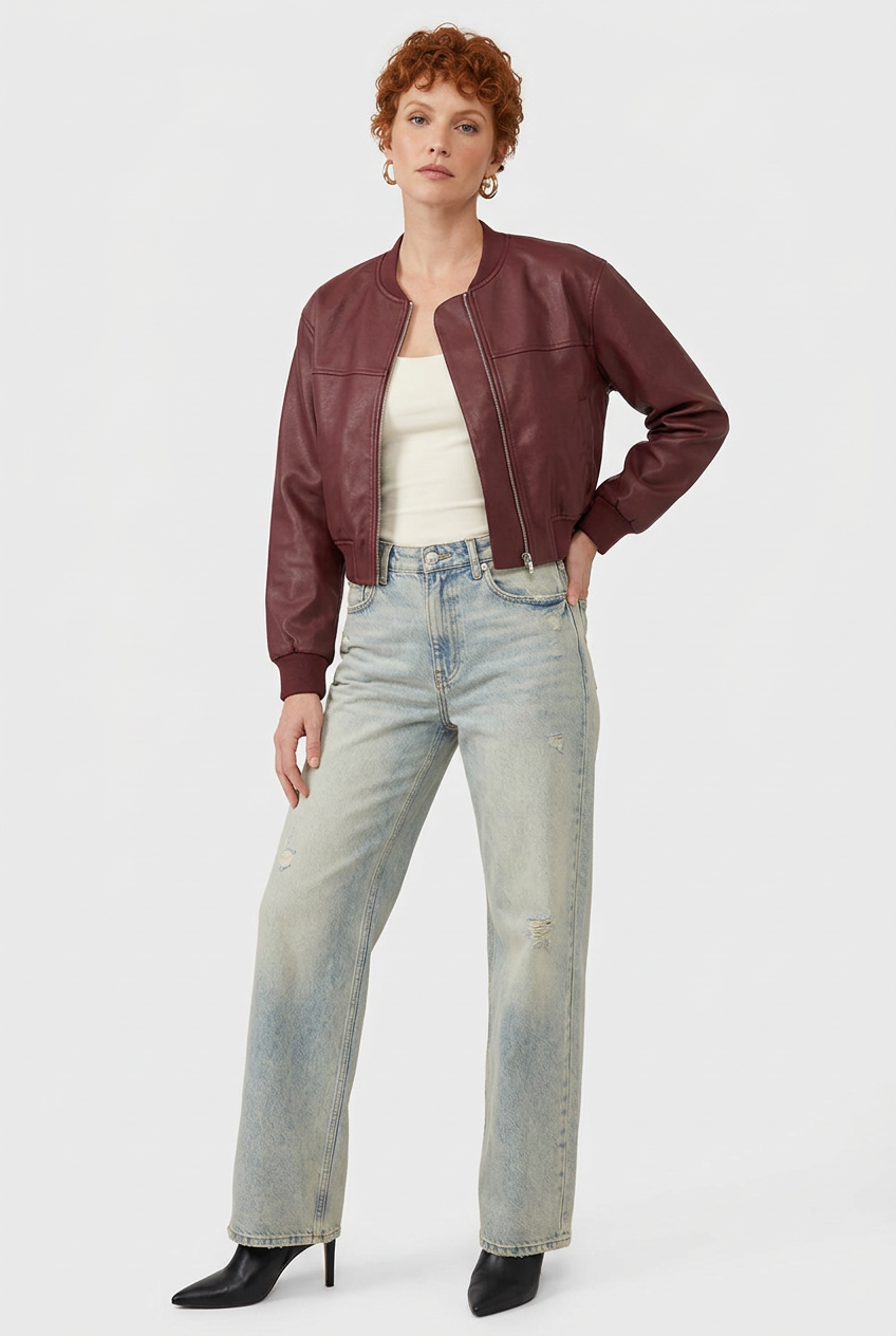 Veste rouge bordeaux de trois-quarts